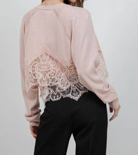 Whiteroom+Cactus - Knitted Sweater Cardigan with Lace Edge Detailing
