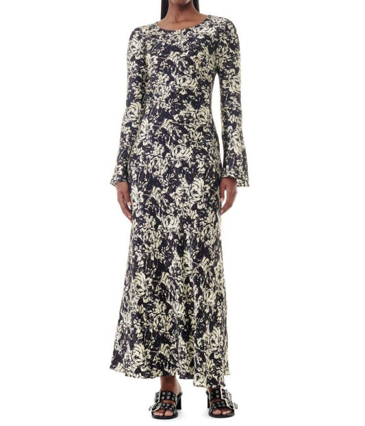 Ganni - Printed Maxi Satin Dress