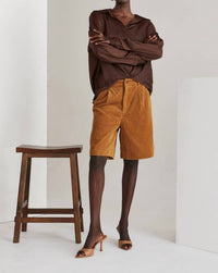 CRESCENT Corduroy Bermuda Shorts in myrtle - women's shorts - alternate view
