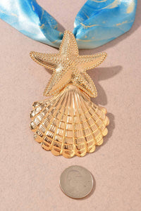 Merveille - Women's Starfish Shell Silk Scarf Necklace