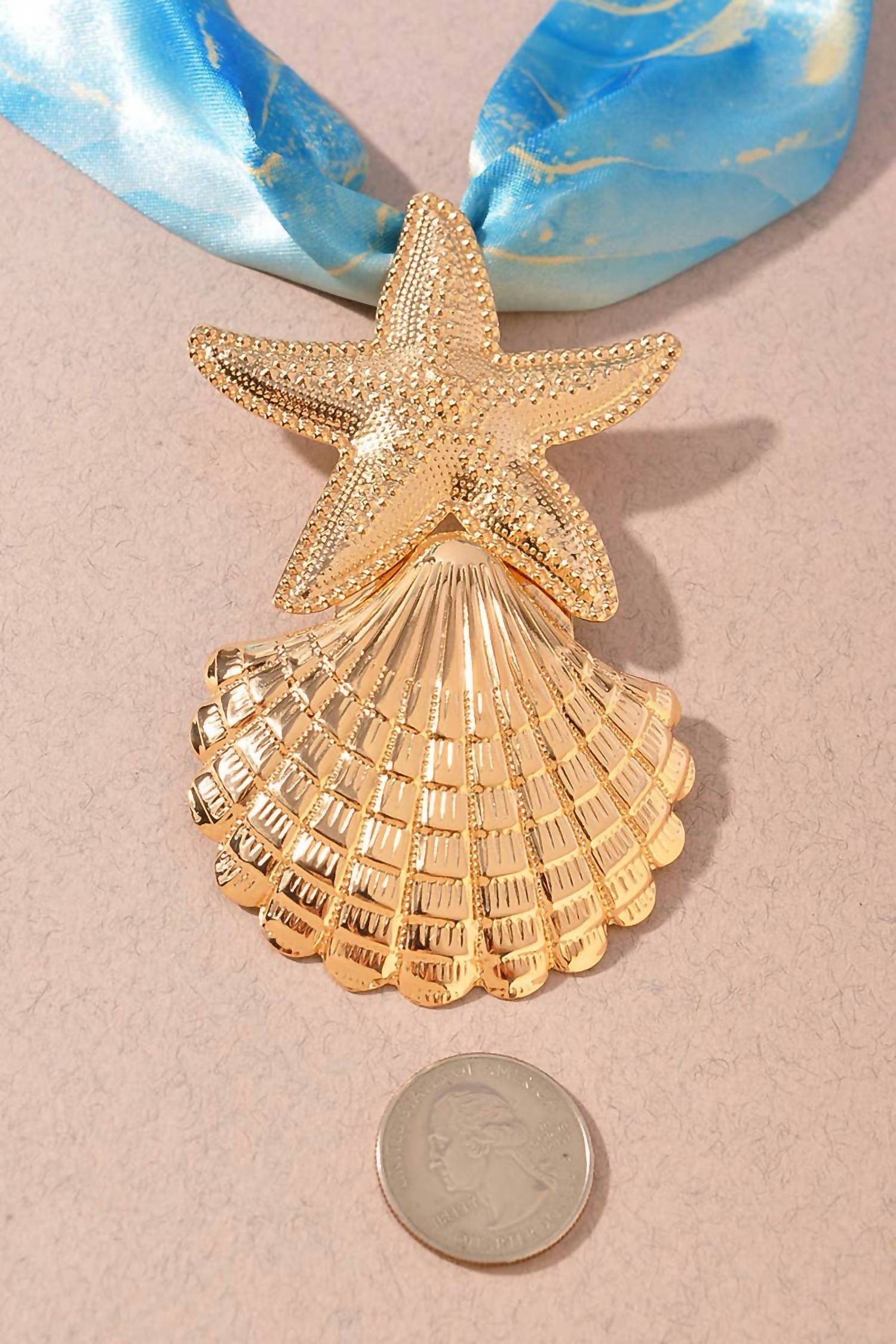 Merveille - Women's Starfish Shell Silk Scarf Necklace