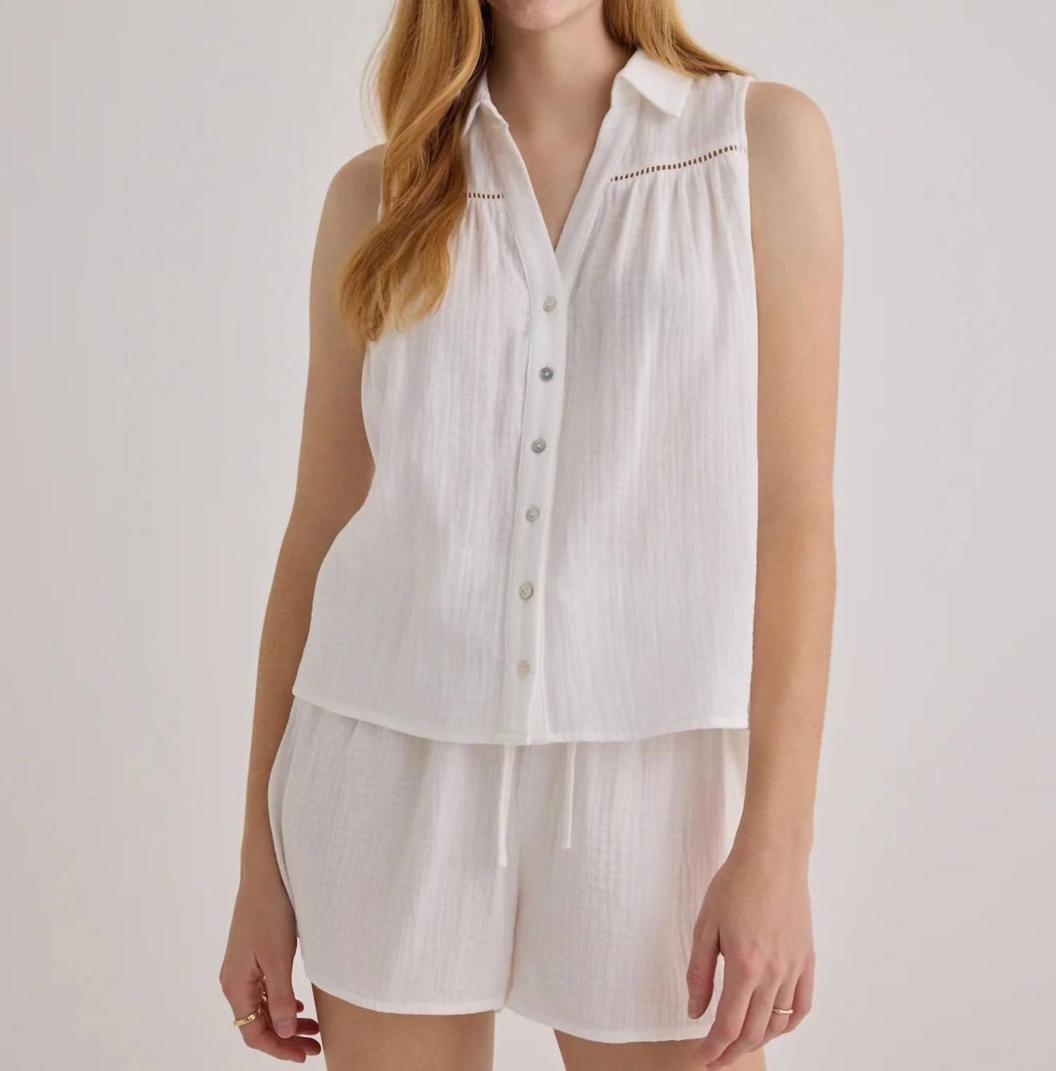 Bella Dahl - Sleeveless Ladder Trim Shirt