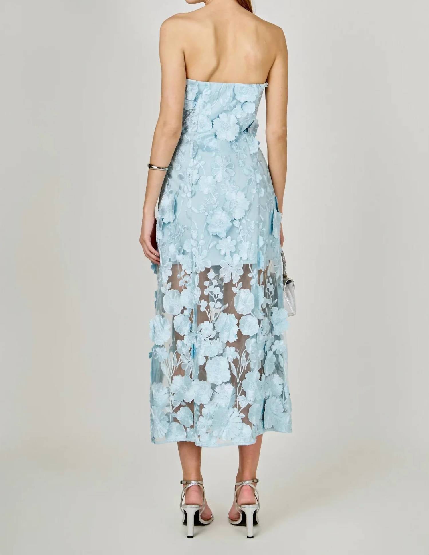 Endless Rose - Strapless Floral Embroidered Maxi Dress