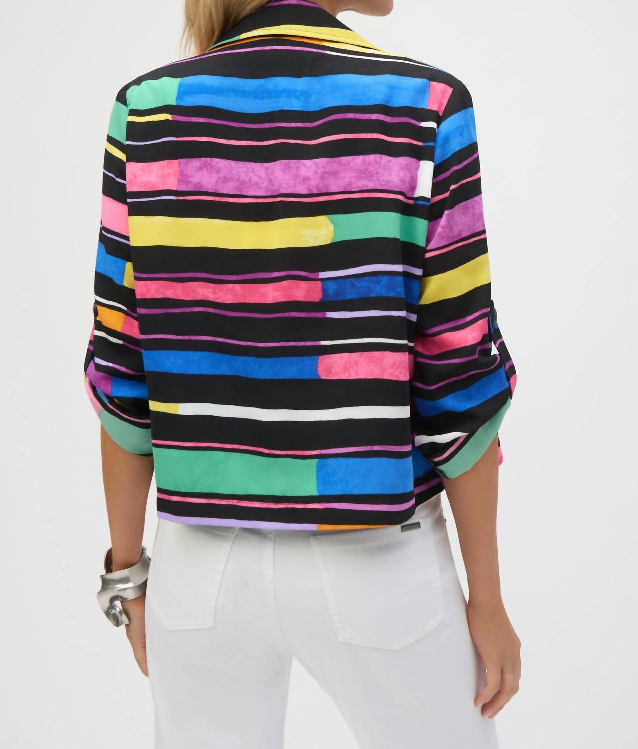 Joseph Ribkoff - Colorful Stripes Boxy Blazer Jacket