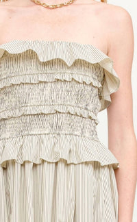 Sofie The Label - Flynn Pinstriped Smoked Midi Dress