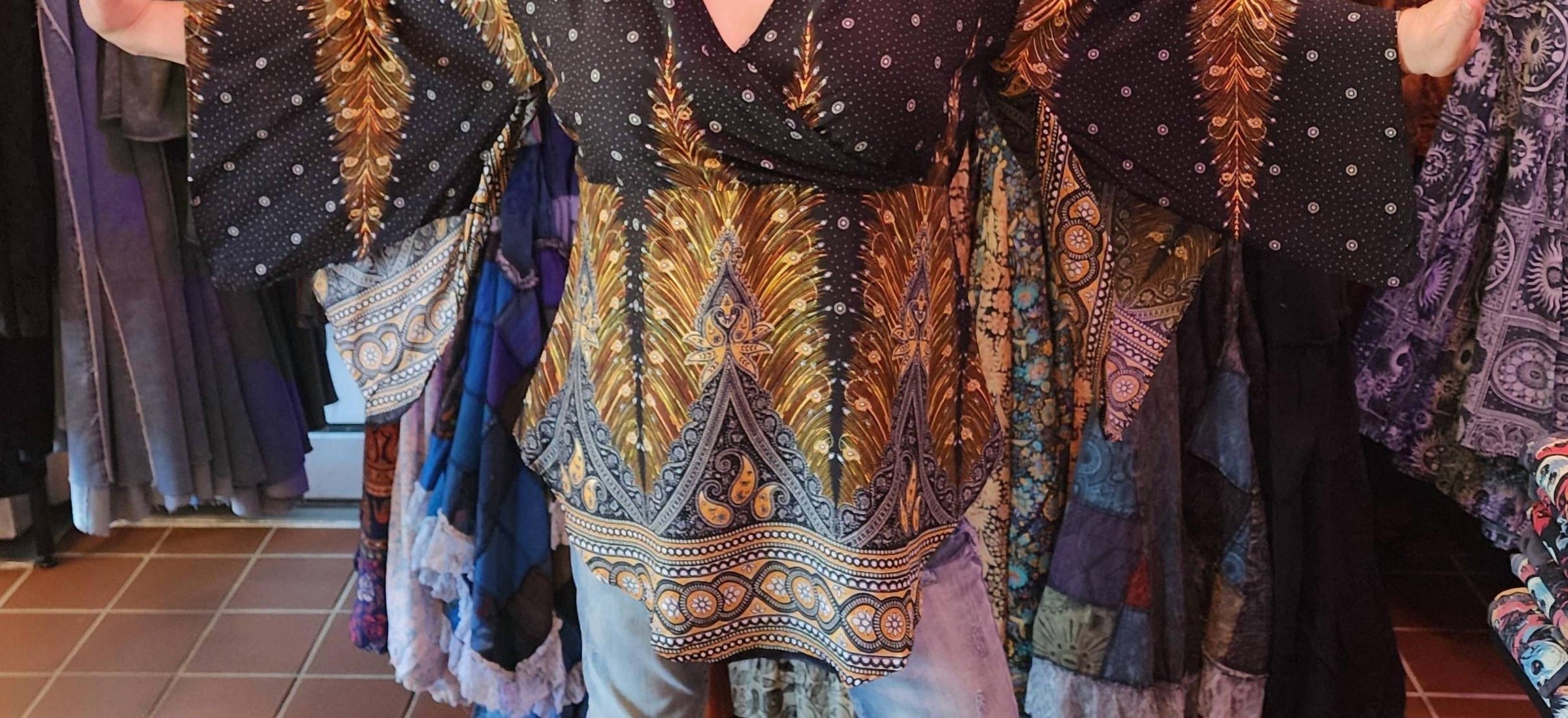 Gypsy Rose - Plumage Parade Angelic Flare Sleeve Blouse