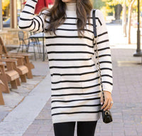 Grace And Lace - Striped Mock Neck Dress