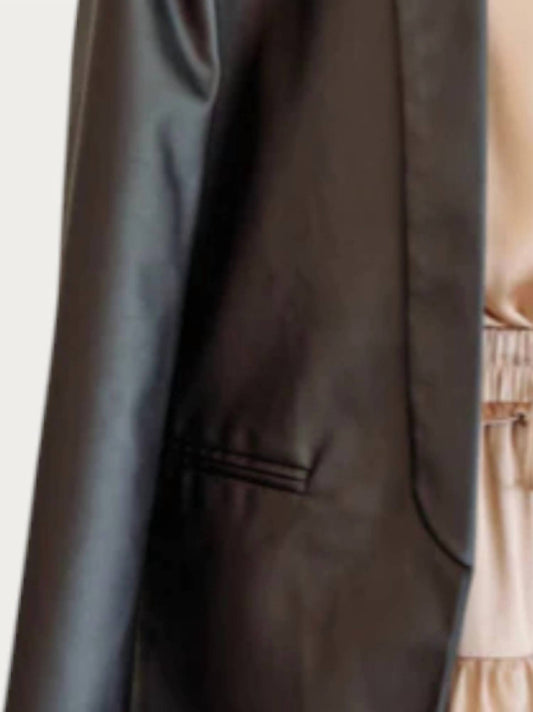 Entro - Faux leather open front blazer
