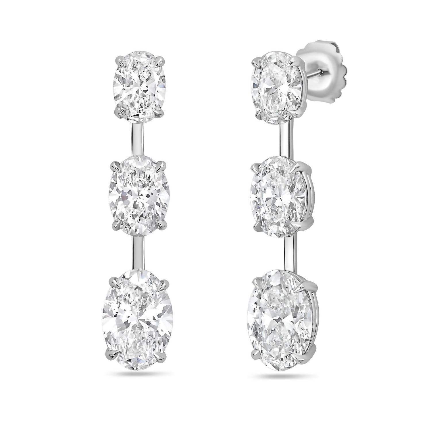 Diana M Jewels - 21.14 Cts Lab Grown Oval Diamond Drop Earrings