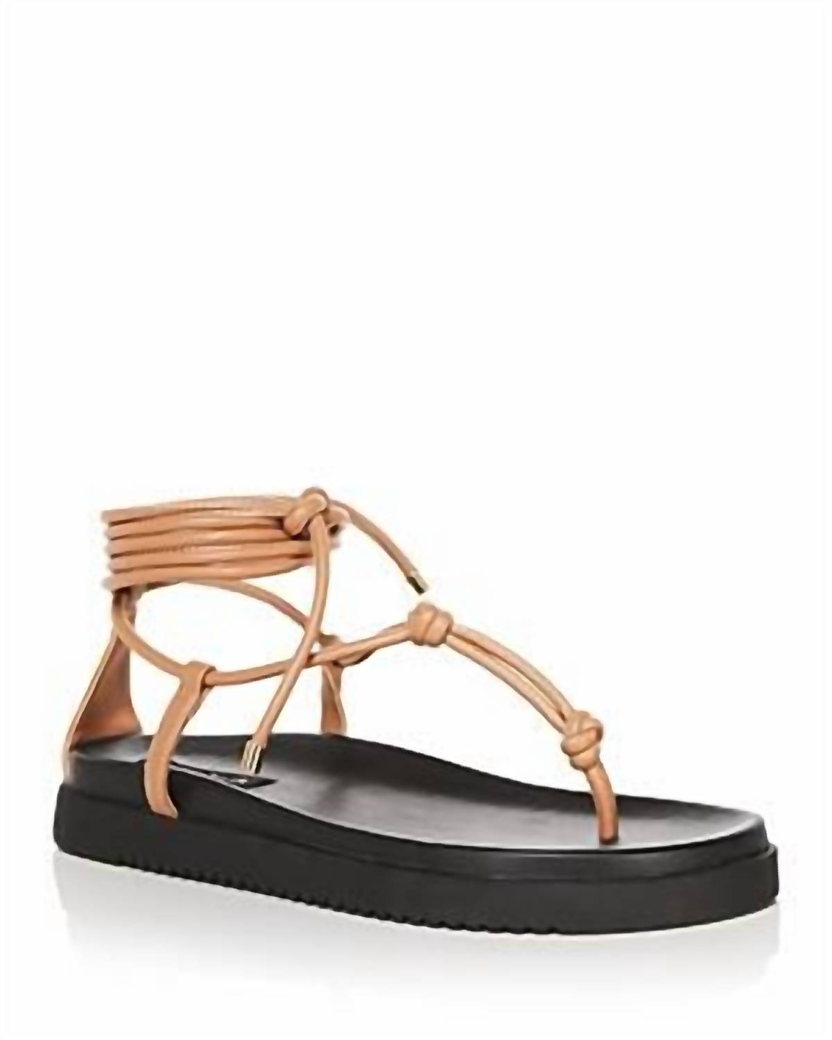 Aqua - Women's Muse Strappy Ankle Tie Thong Sandals