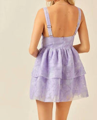 Day + Moon - Floral Organza Tiered Romper Dress