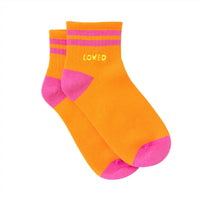 KERRI ROSENTHAL Women's Good Morning Loved Ankle Socks in neon orange - women's accessory