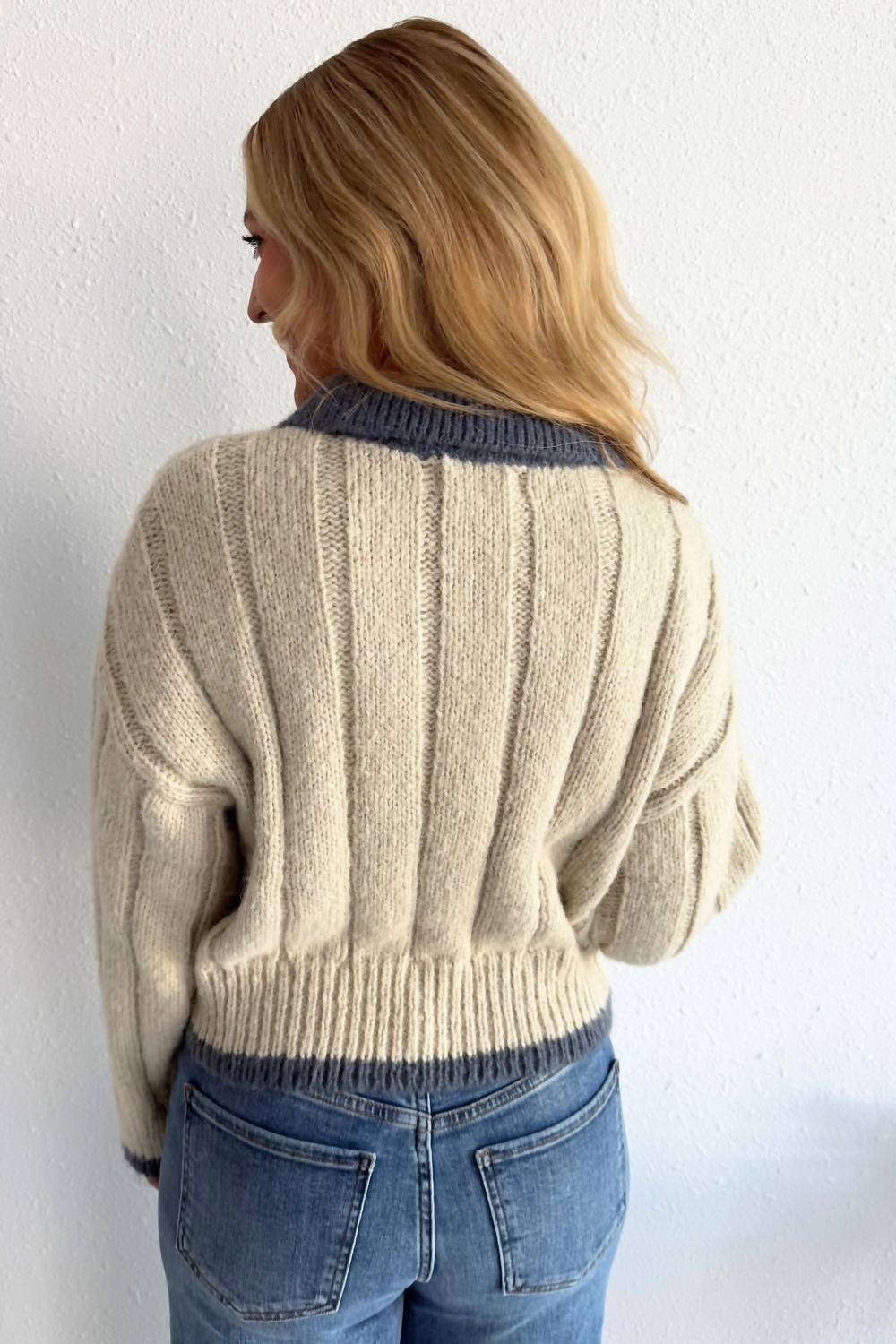 By Together - Collared Cable Knit Sweater
