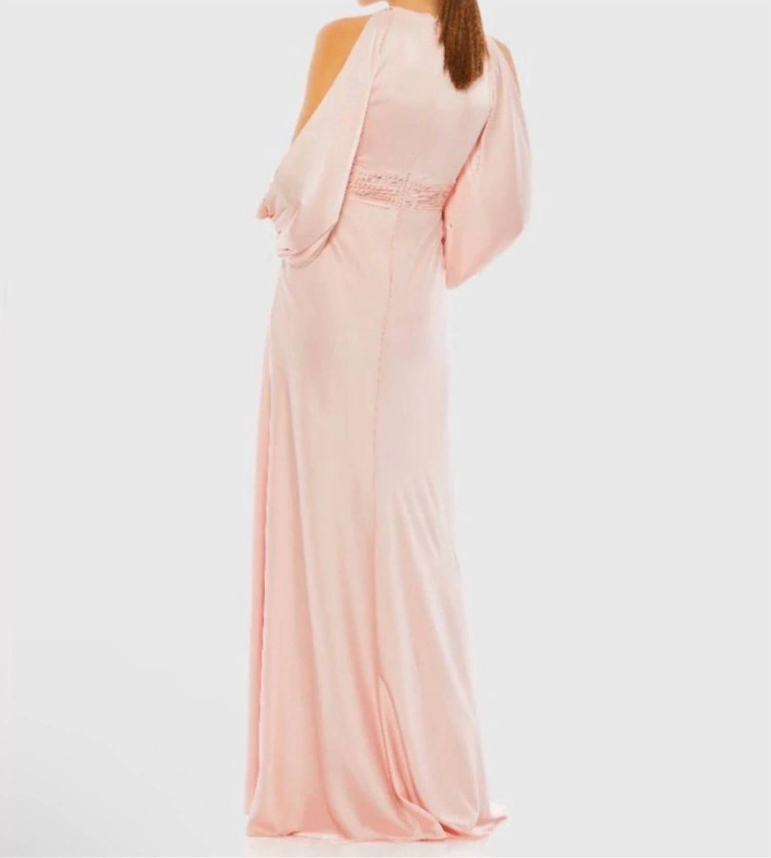 MAC DUGGAL Ieena Cutout Gown in salmon pink - women's dress - detail view