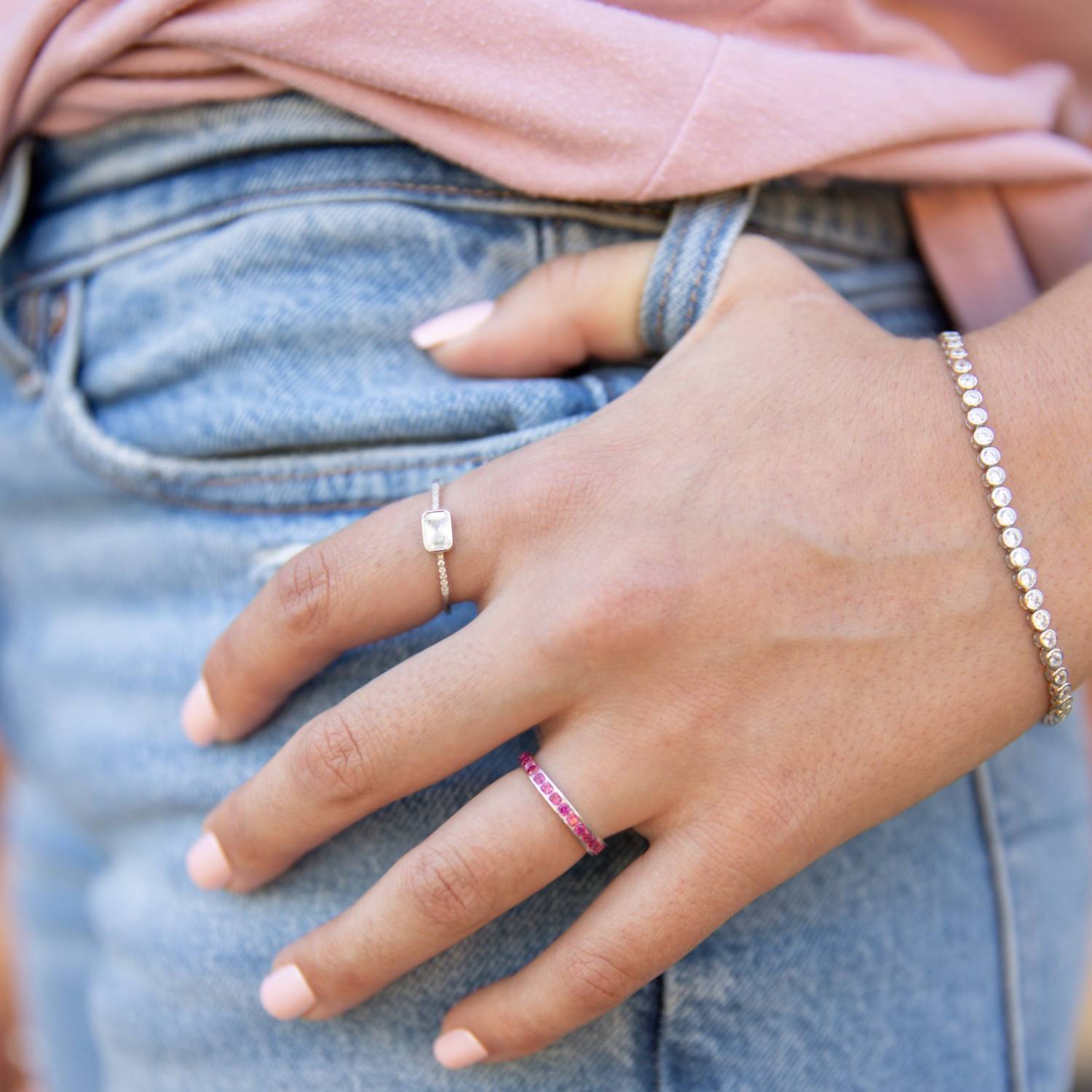 Starlette Women's Cora Stackable Ring in silver - women's jewelry - alternate view