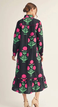 Jodifl - Floral Long Sleeve Midi Dress