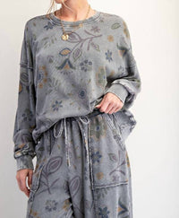 Easel - Flower Print Mineral Top