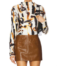 A.L.C. Georgia Long Sleeve Top in black camel - women's blouse