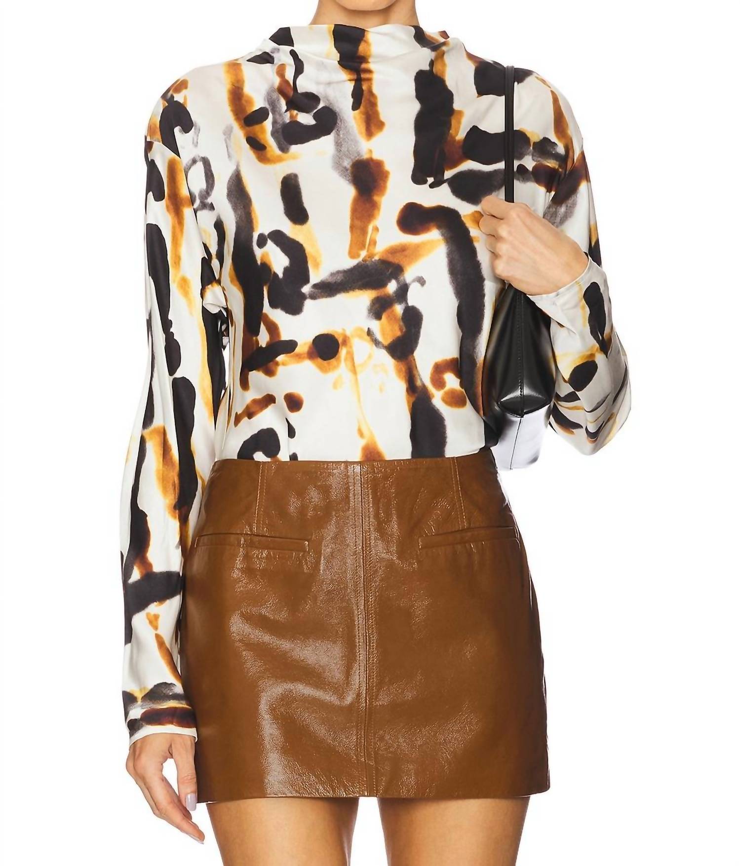 A.L.C. Georgia Long Sleeve Top in black camel - women's blouse