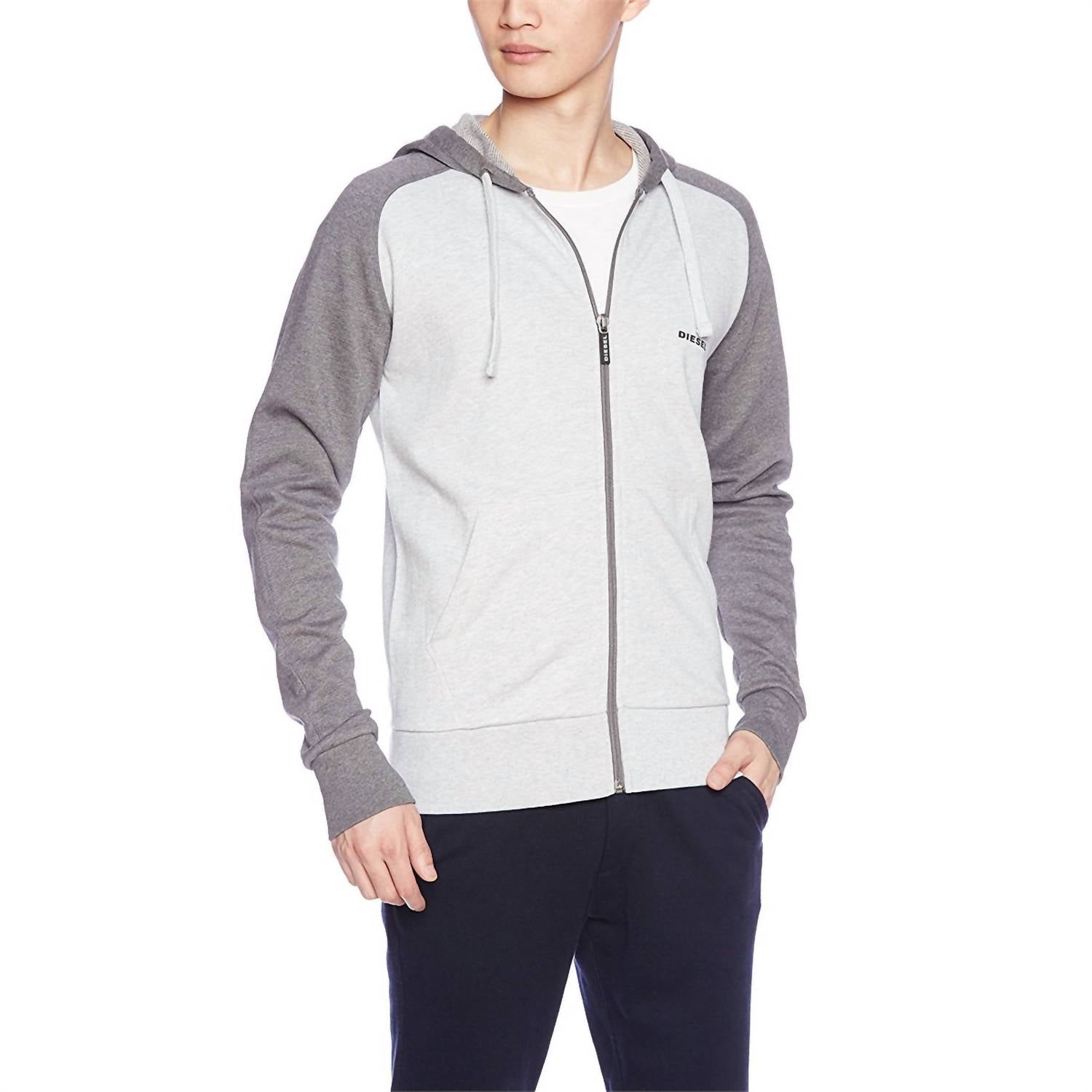 DIESEL Umlt Brainz Full Zip Hoodie in light grey - men's shirt