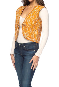 Tolani Bimala Vest in mustard - women's jacket - detail view