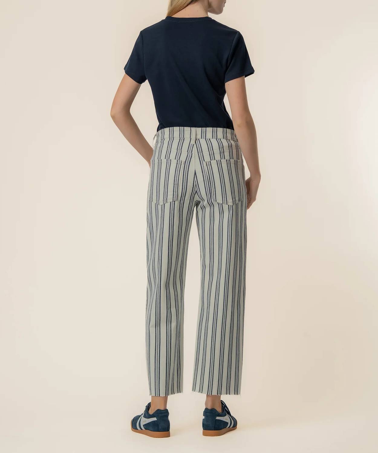 Kut From The Kloth - Gwen Stripe Twill High Rise Wide Straight Leg Pants
