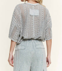 J.Her - Mineral Washed Lace Summer Blouse Top