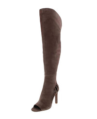VINCE CAMUTO Women's Shassa Suede Open Toe Over-the-knee Boots in brown - women's shoe