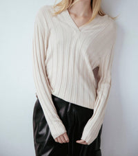 Amanda Maria - Cashmere Blend Ribbed V Sweater