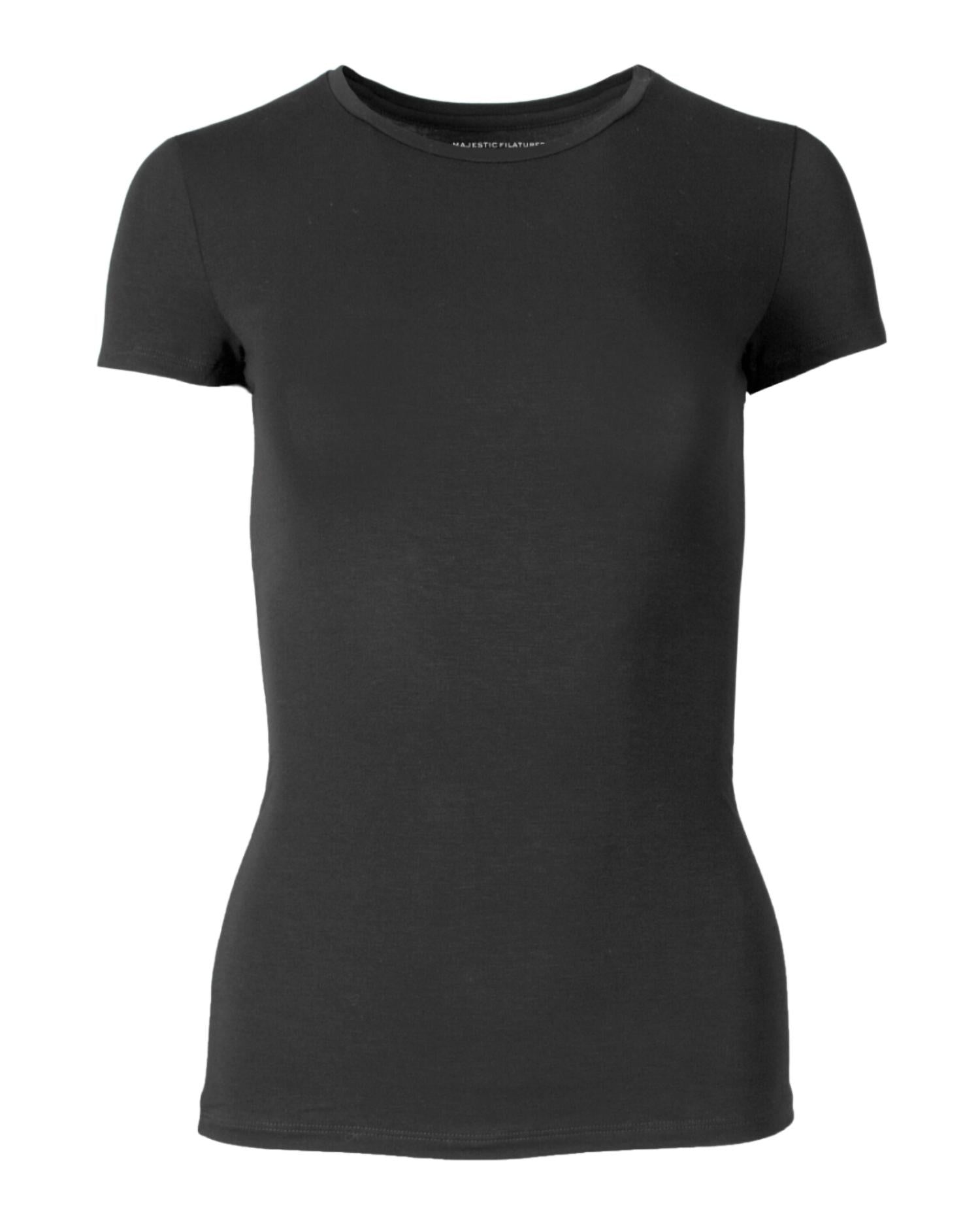 MAJESTIC FILATURES Women's Soft Touch Short Sleeve Crewneck Top in noir - women's t-shirt