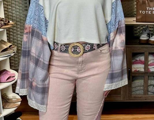 Mello - Peace Sign Patchwork Top