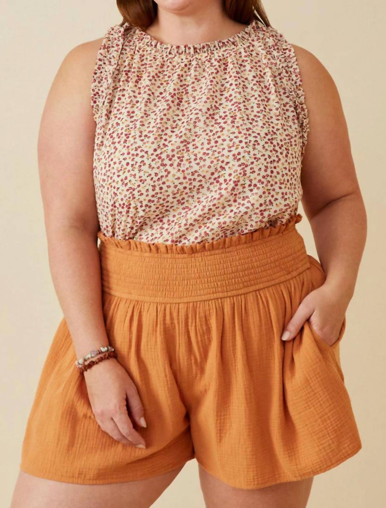 Hayden La - Ruffle Detail Ditsy Tank - Plus