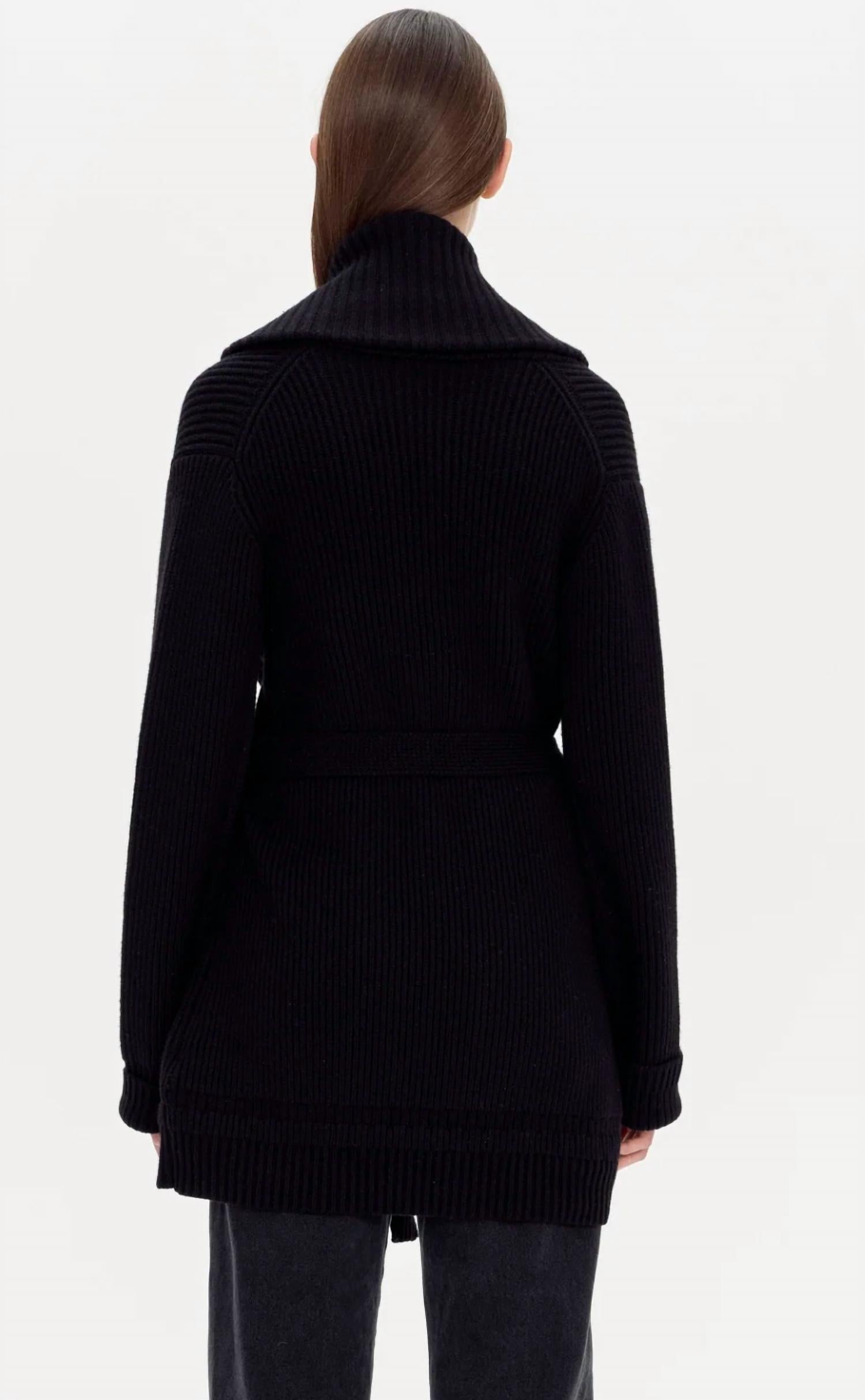 SIMKHAI Romani Cardigan in black - women's cardigan - detail view