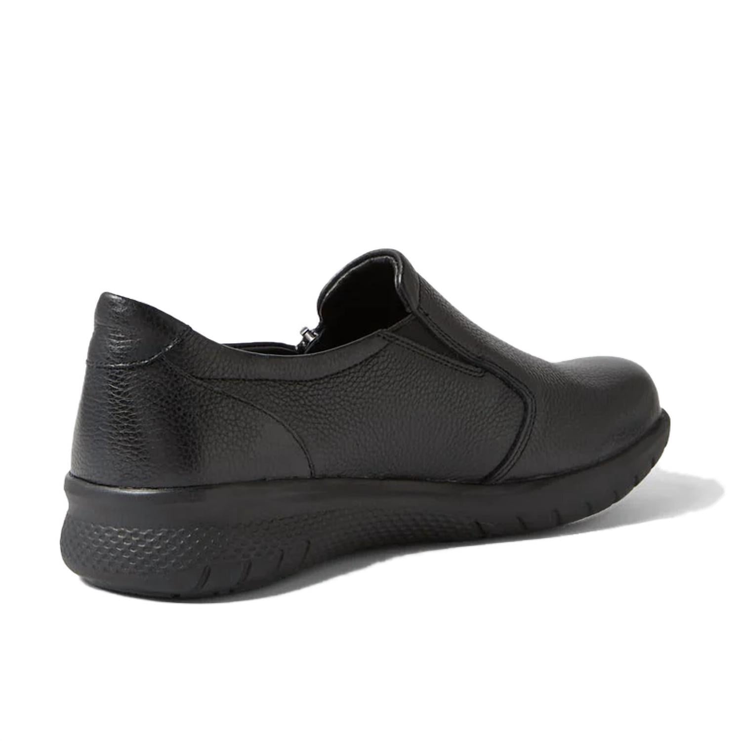 Ziera Women's Senan Casual Flat Shoe in black tumble leather - women's flats - alternate view