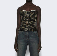 Magda Butrym Women's Printed Corset Top in black - women's intimate
