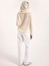 Brodie Cashmere Estelle Sparkle Hooded Cowl Neck Cashmere Jumper in ivory - women's long sleeve top - view 6
