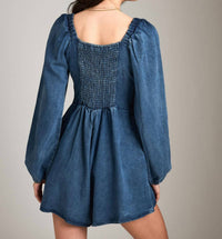 Sadie & Sage - Zayla Smocked Dark Chambray Romper