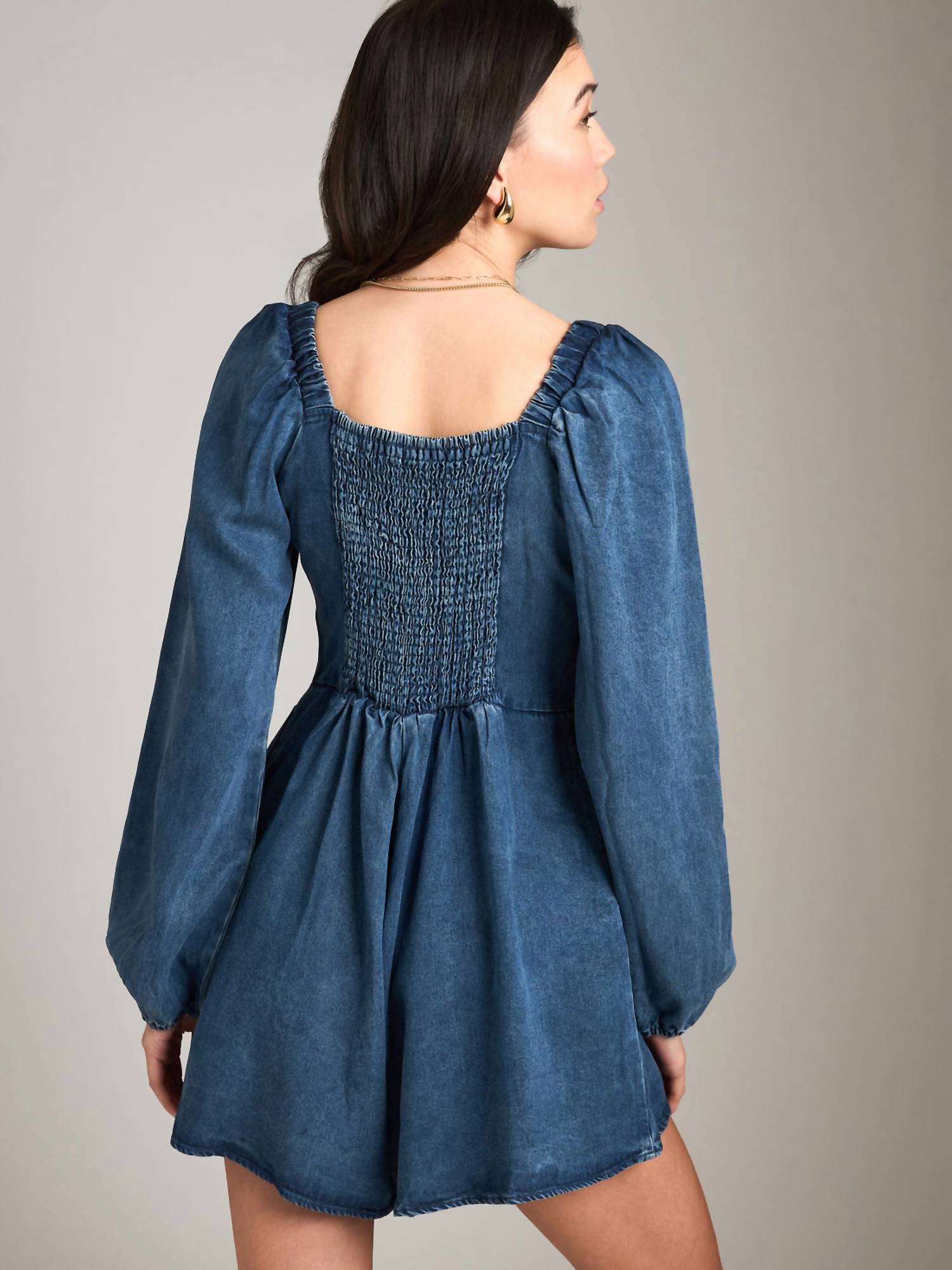 Sadie & Sage - Zayla Smocked Dark Chambray Romper