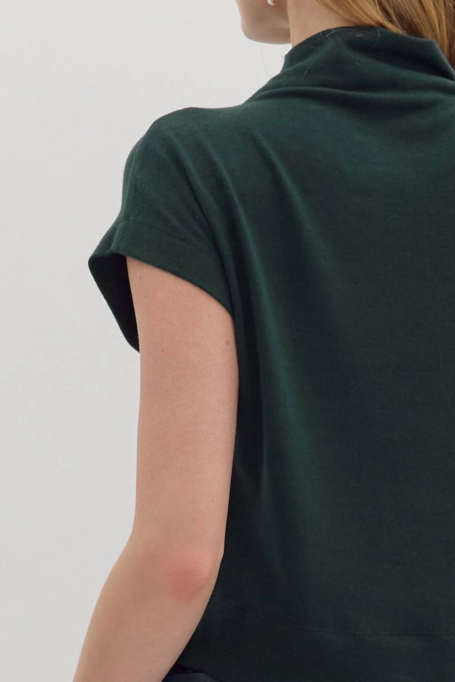 Entro - Solid Knit Mock Neck Pullover Top
