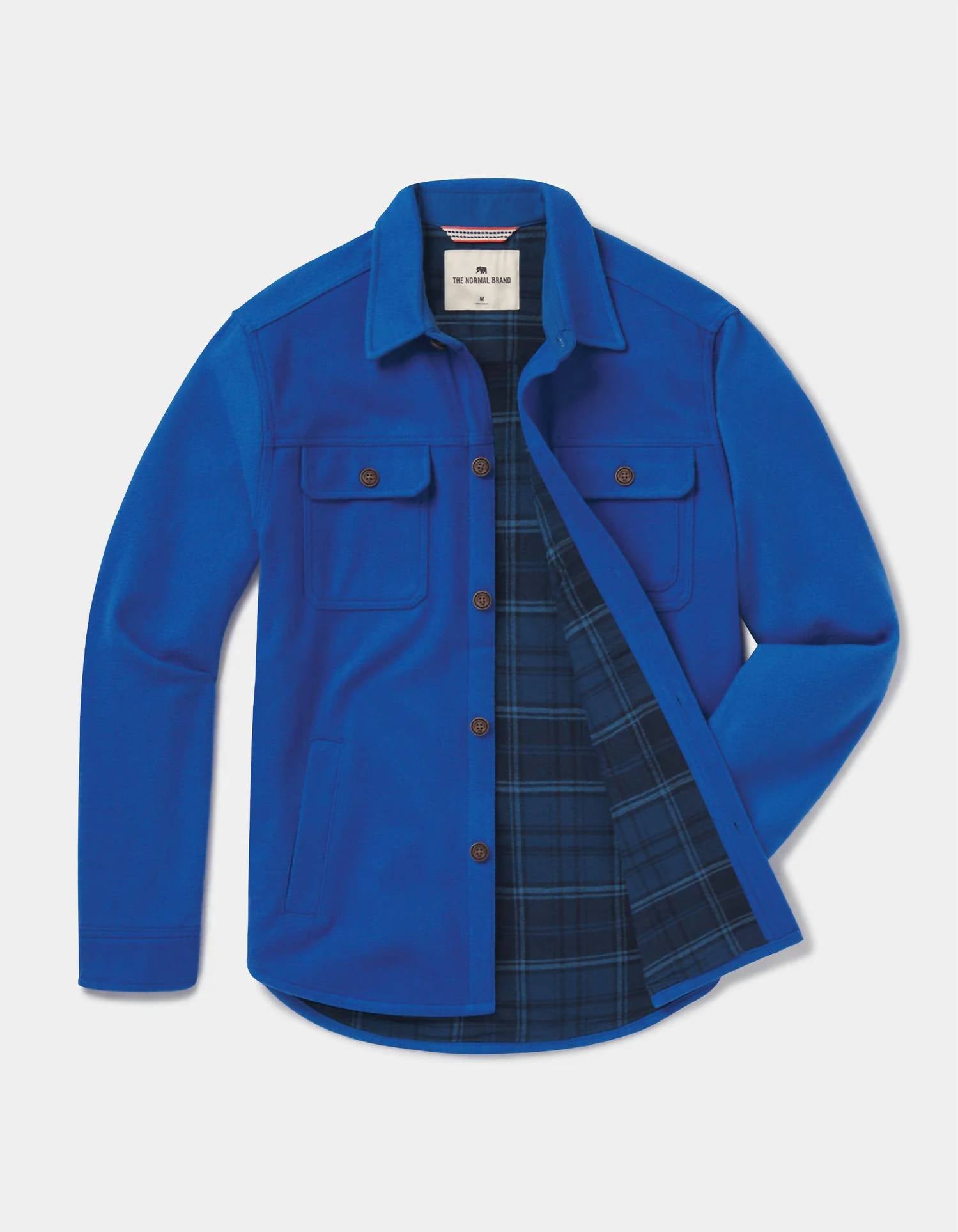 The Normal Brand Brightside Flannel Lined Workwear Jacket in cobalt - men's shirt - view 5