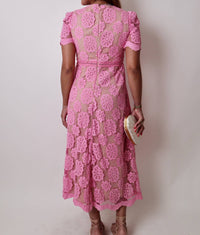 Just Me Lace Maxi Dress in pink - women's dress - detail view