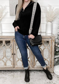 Jess Lea - Knit Long Sleeve Quarter Zip Sweater Top