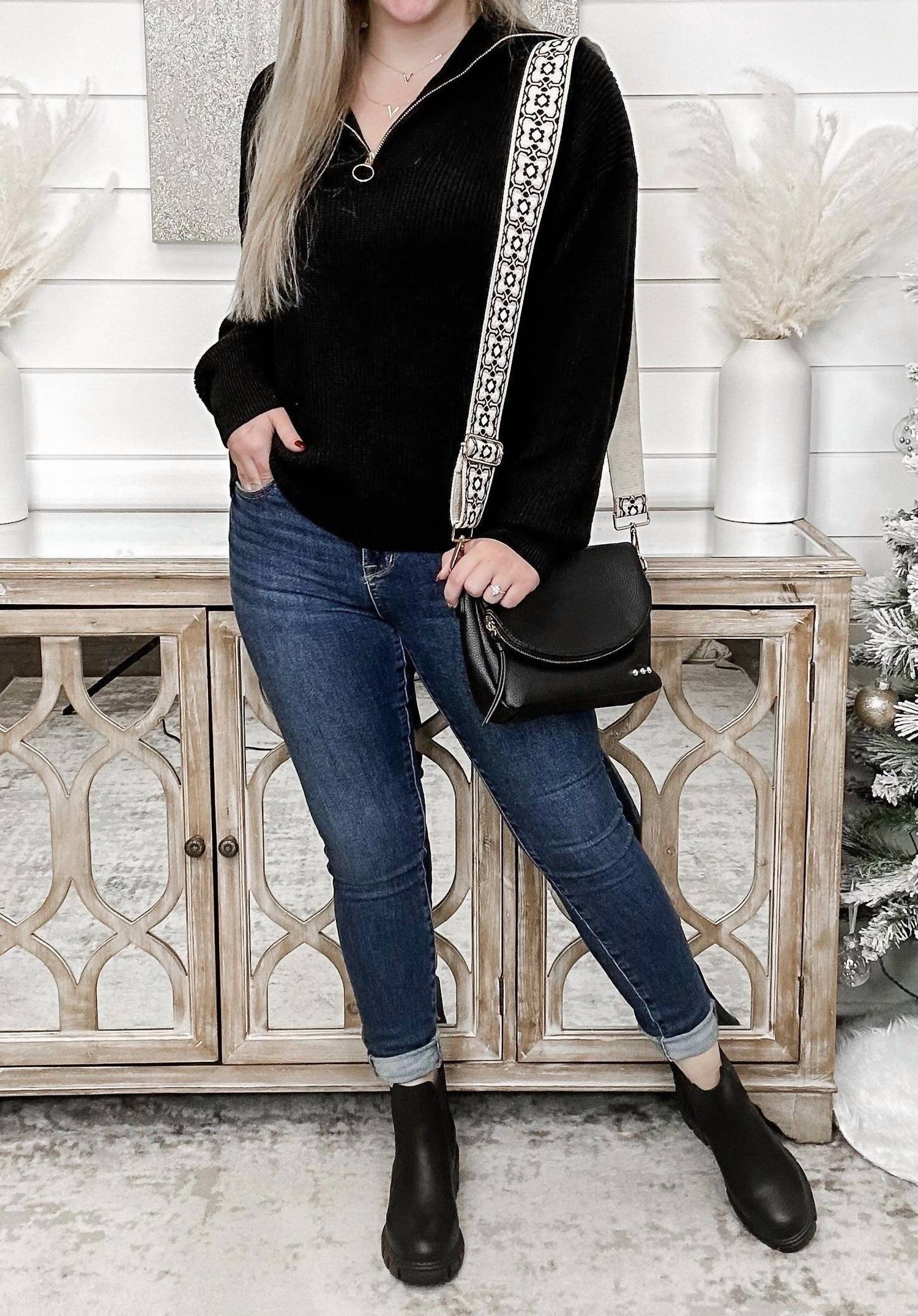 Jess Lea - Knit Long Sleeve Quarter Zip Sweater Top