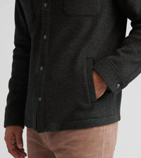 PETER MILLAR Crown Flex Fleece Merino Shirt Jacket in dark olive - men's jacket - alternate view