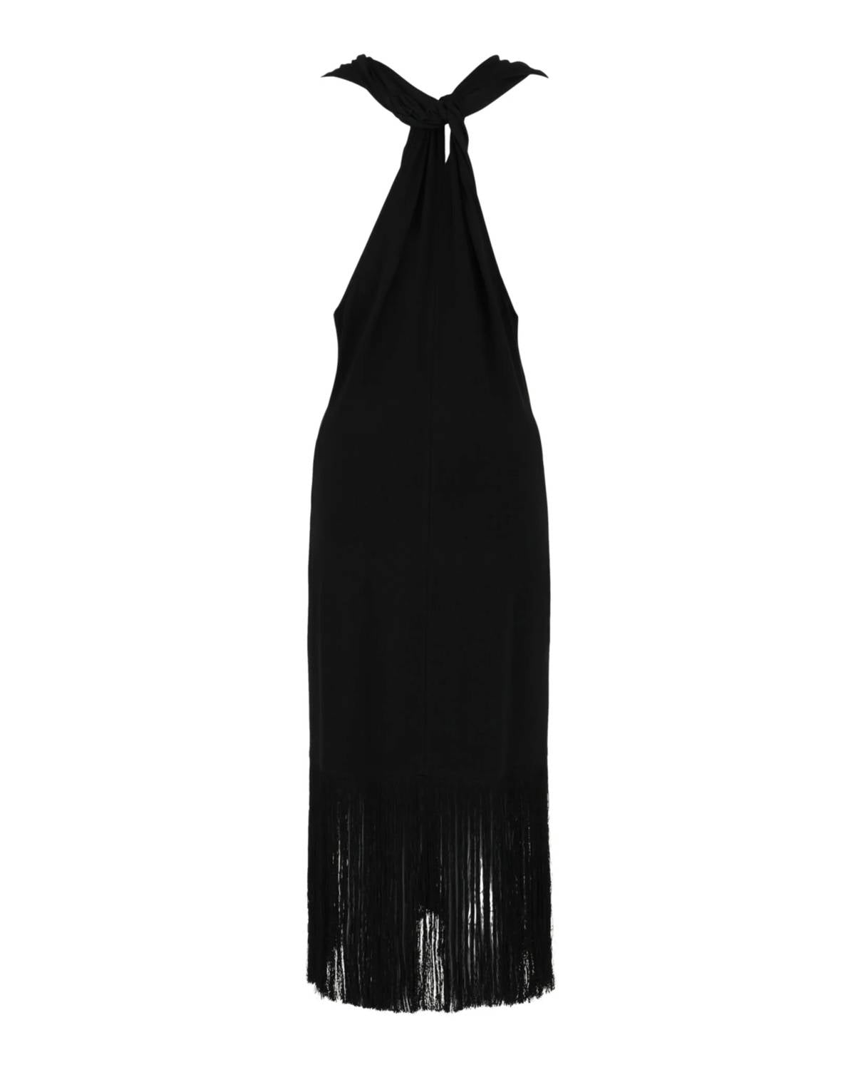 Salvatore Ferragamo - Women's Plunging Sleeveless Fringe-hem Midi Dress