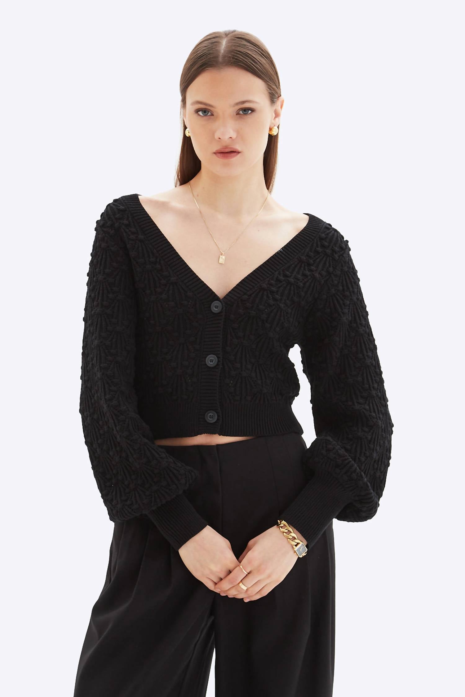 Chrldr - Noemy Textured Cardigan Sweater