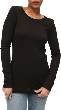 Michael Stars Sydney Crew Neck Long Sleeve Tee in black - women's long sleeve top