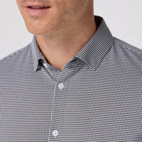 Mizzen + Main Halyard Long Sleeve Performance Dress Shirt in black peter gingham - men's shirt - detail view