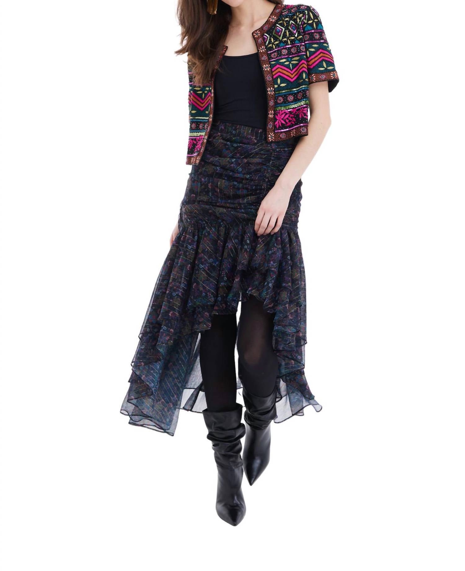 ALLISON NEW YORK Ori Beaded Jacket in black pink - women's jacket - view 4