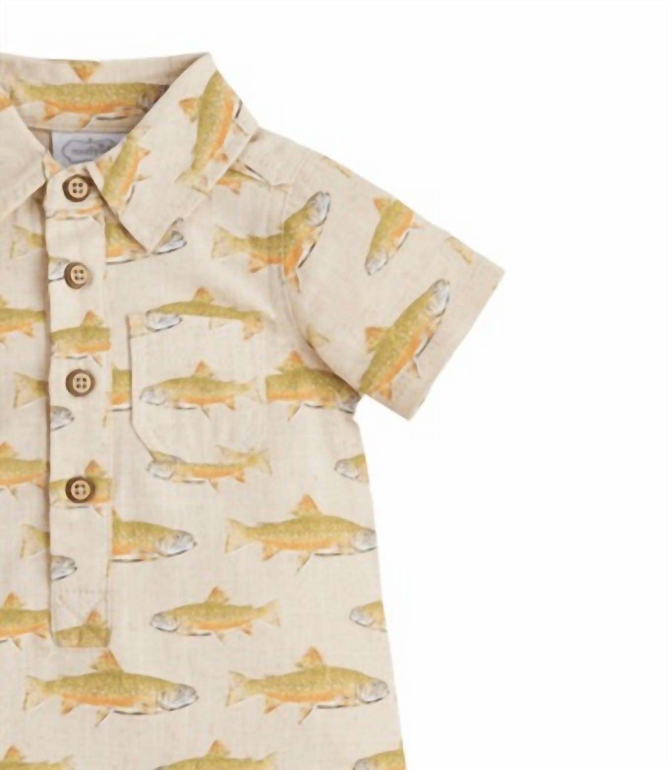 Mudpie - Baby Linen Fish Romper